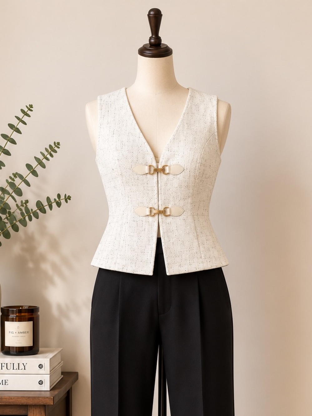 NWT Torn by Ronny Kobo Bernadette Tweed Vest Top Light Ash Gold Hardware Size M